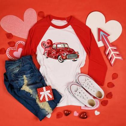 Valentines Old Red Truck. Be Mine. Valentines Day..