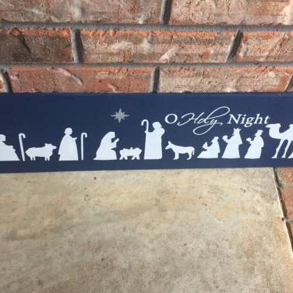 O Holy Night Hand Painted Wood Sign