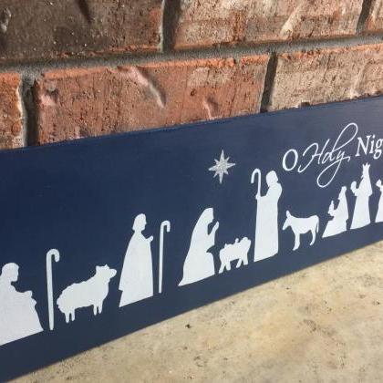 O Holy Night Hand Painted Wood Sign