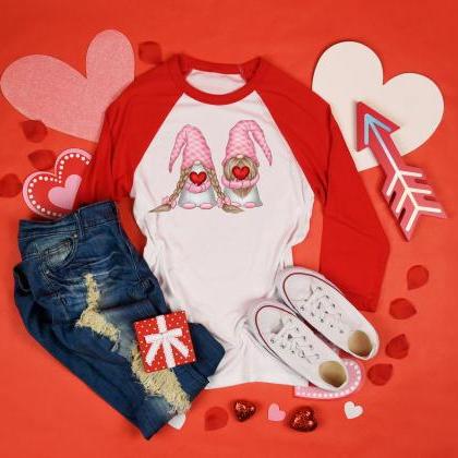 Love Gnomes. Couples Love. Valentines Day Raglan...