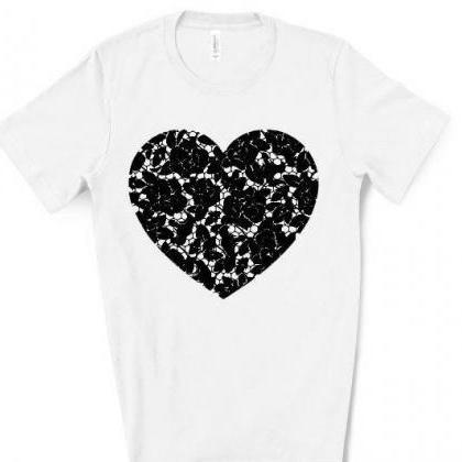 Black Lace Heart Kids Shirt. Vintage Heart. Screen..