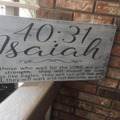 Isaiah 40:31 12x24 Hand Painted Wood Sign