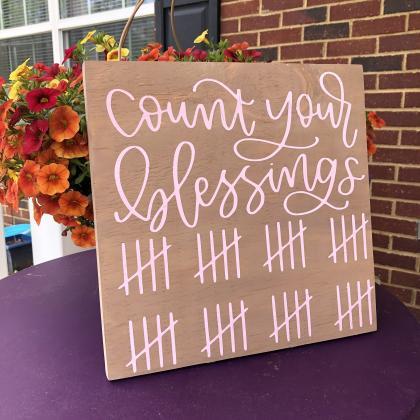 Count Your Blessings Hand Paintedwood Sign, 12x12,..