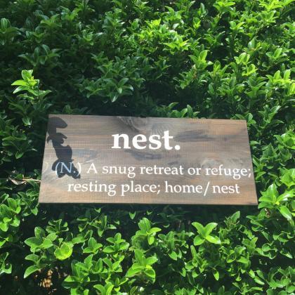 Nest Abbreviation Hand Painted Wood Sign.