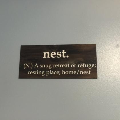 Nest Abbreviation Hand Painted Wood Sign.