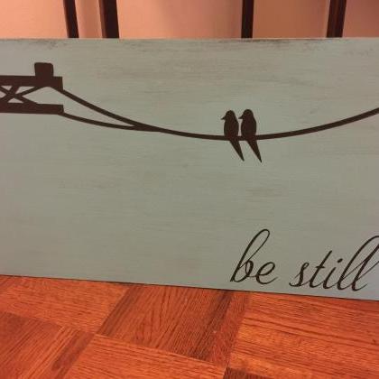 Be Still... Birds On A Wire 12x24 Hand Painted..