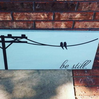 Be Still... Birds On A Wire 12x24 Hand Painted..