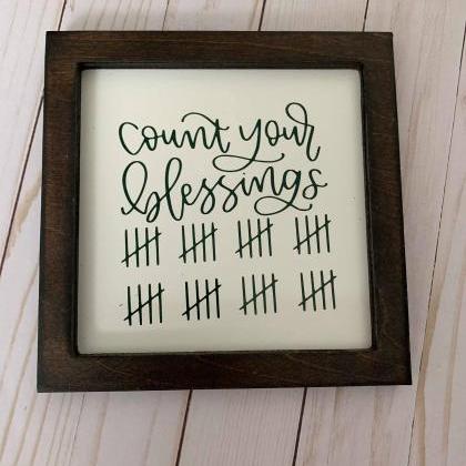 Count Your Blessings 8x8 Framed Sign, Farmhouse..