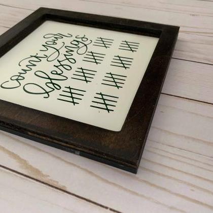 Count Your Blessings 8x8 Framed Sign, Farmhouse..