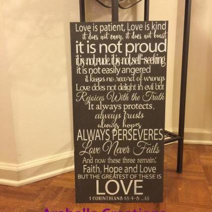 Love Is Patient 12x24 Hand Painted Wood Sign