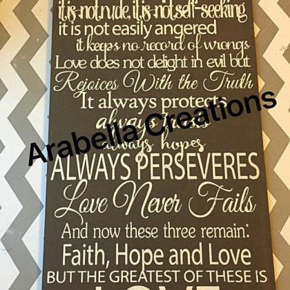 Love Is Patient 12x24 Hand Painted Wood Sign