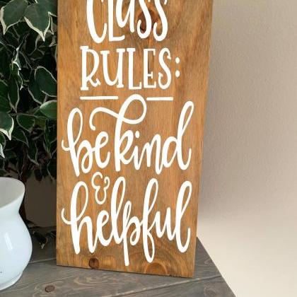 Class Rules. 12x24 Hand Painted Sign. Classroom..