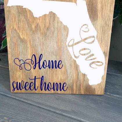 Home State. Home Sweet Home 12x12 Hand Painted..