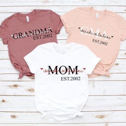 Custom Mom Established Shirt. Grandma Shirt...
