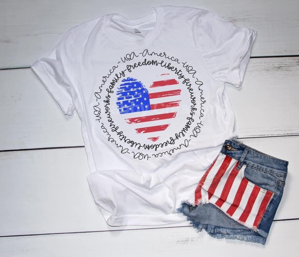 Heart Love America. Sweet liberty. July 4th.American flag.Independence Day. American Sublimation. Next Level. Sublimation printing.