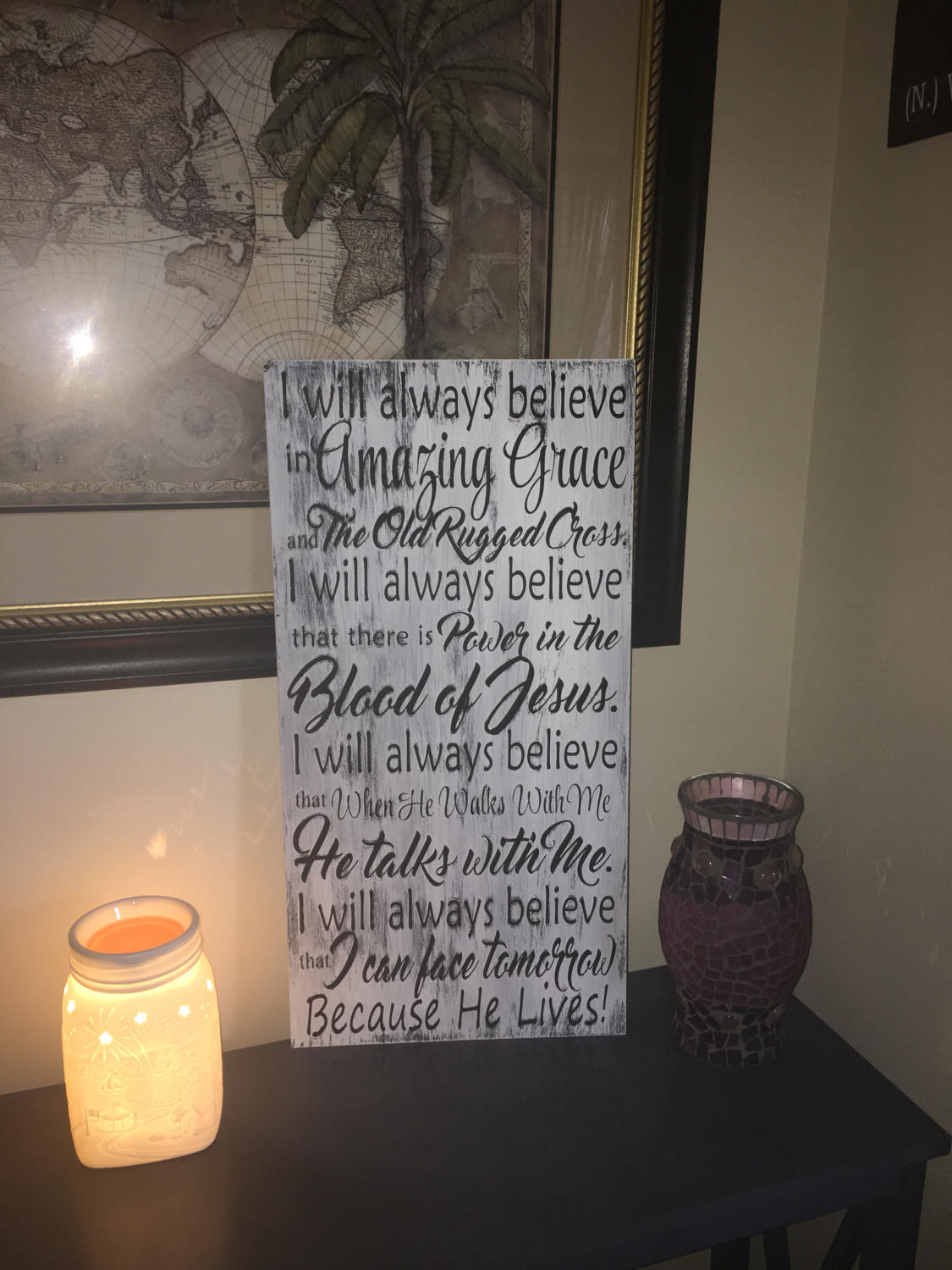 I Will Always Believe In Amazing Grace 12x24 Hand Painted Wood Sign