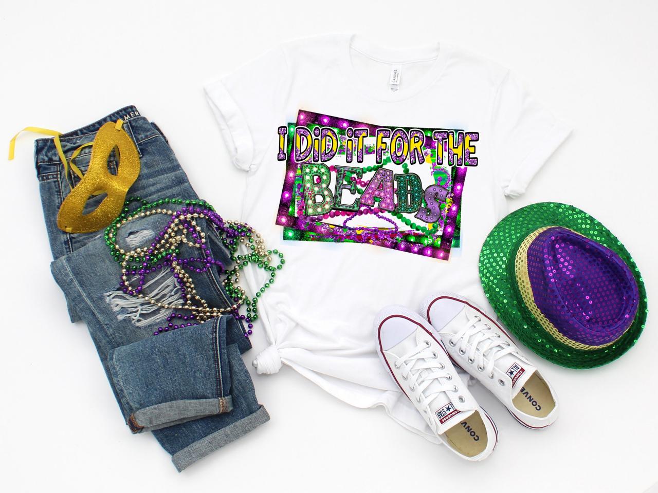 I Did It For The Beads. Raglan. Sublimation. Next Level. Mardi Gras. Beads. Orleans.