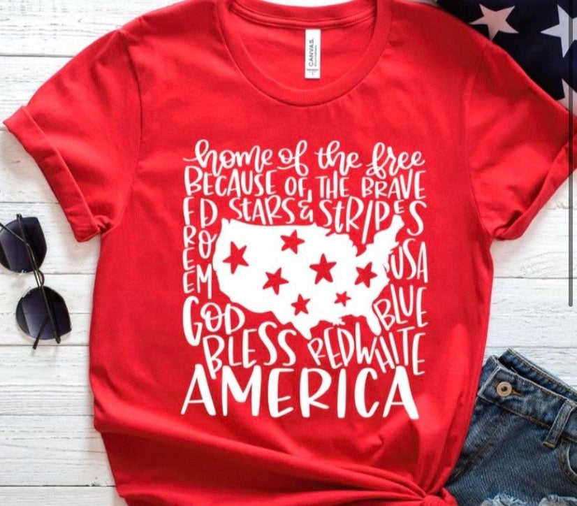 God Bless America. Independence Day. 4th July Shirt. Red White And Blue. July4th.land Of The .
