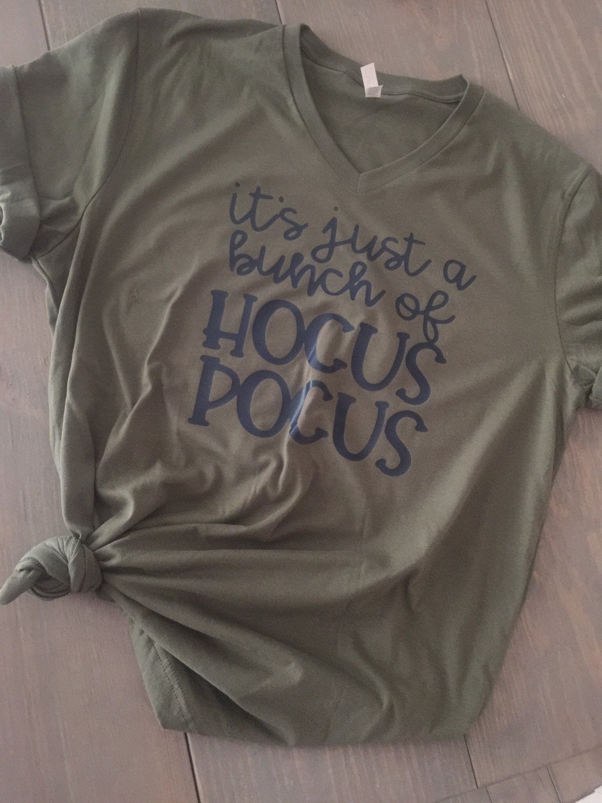 It's Just A Bunch Of Hocus Pocus. Bella Canvas Unisex V Neck Tee. Fall Fashion. Halloween Tee