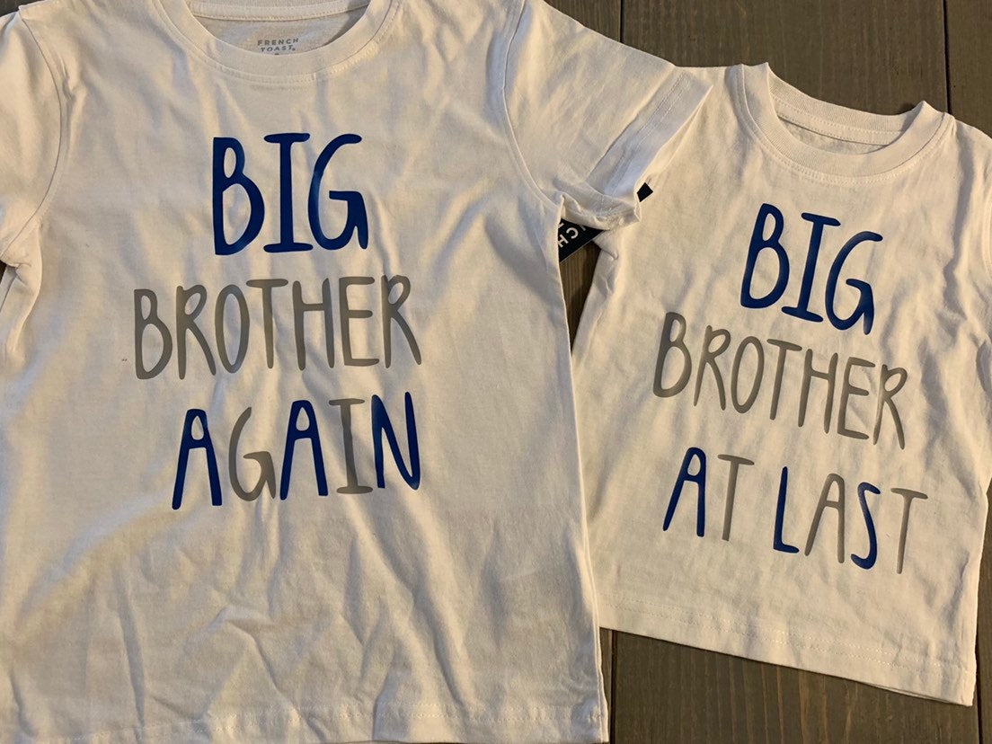 Big Brother Again. Big Brother At Last. Matching Brother Set. Baby Outfit. Kids Shirts. Brothers Outfit