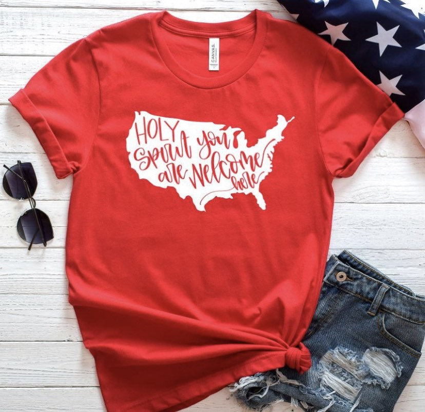 Holy Spirit You Are Welcome Here. Independence Day. 4th July Shirt. Red White And Blue. July4th. Independence Day.