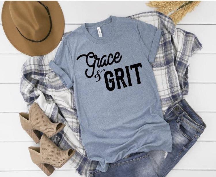 Grit & Grace Shirt. Country Girl Glam Shirt Courage L Trendy Mom Tee. Bella Canvas