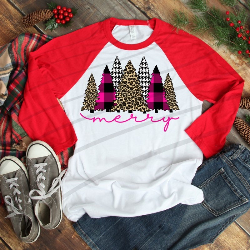 Merry shirt. Merry Holiday Shirt. Screen Print. Graphic Tees. Christmas Trees Next level. Bella Canvas. Christmas tee. Buffalo plaid.