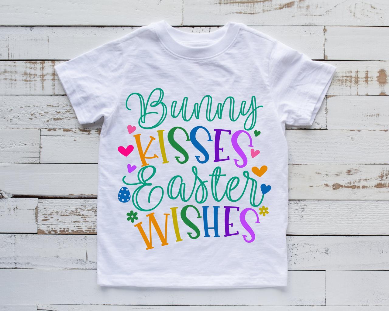 Bunny Kisses. Easter Wishes. Kids Easter Shirt. Easter Fashion.