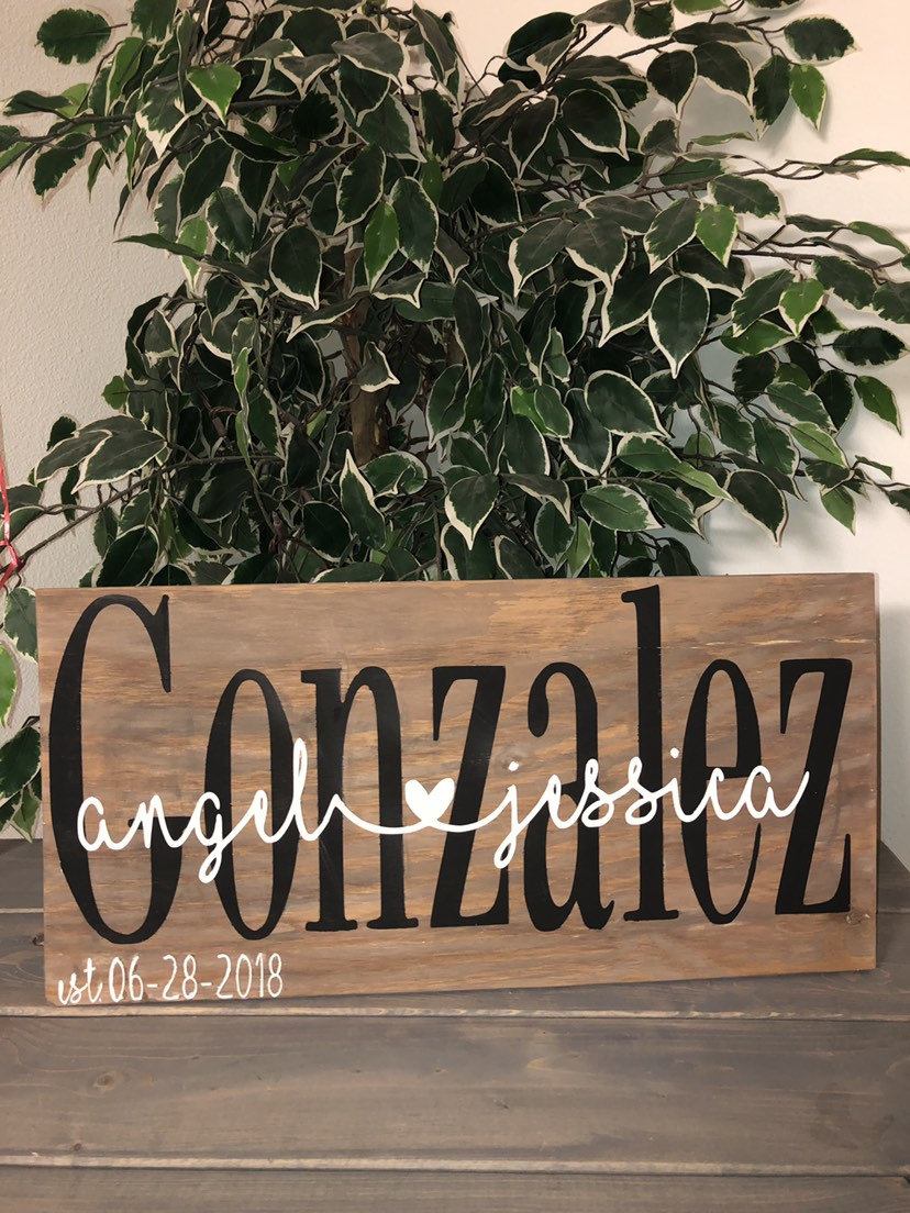 Custom Last Name, First Name, Established Hand Painted Wood Sign. Wedding Gift. Bridal Shower Gift. Anniversary Gift. Family Name Gift Idea