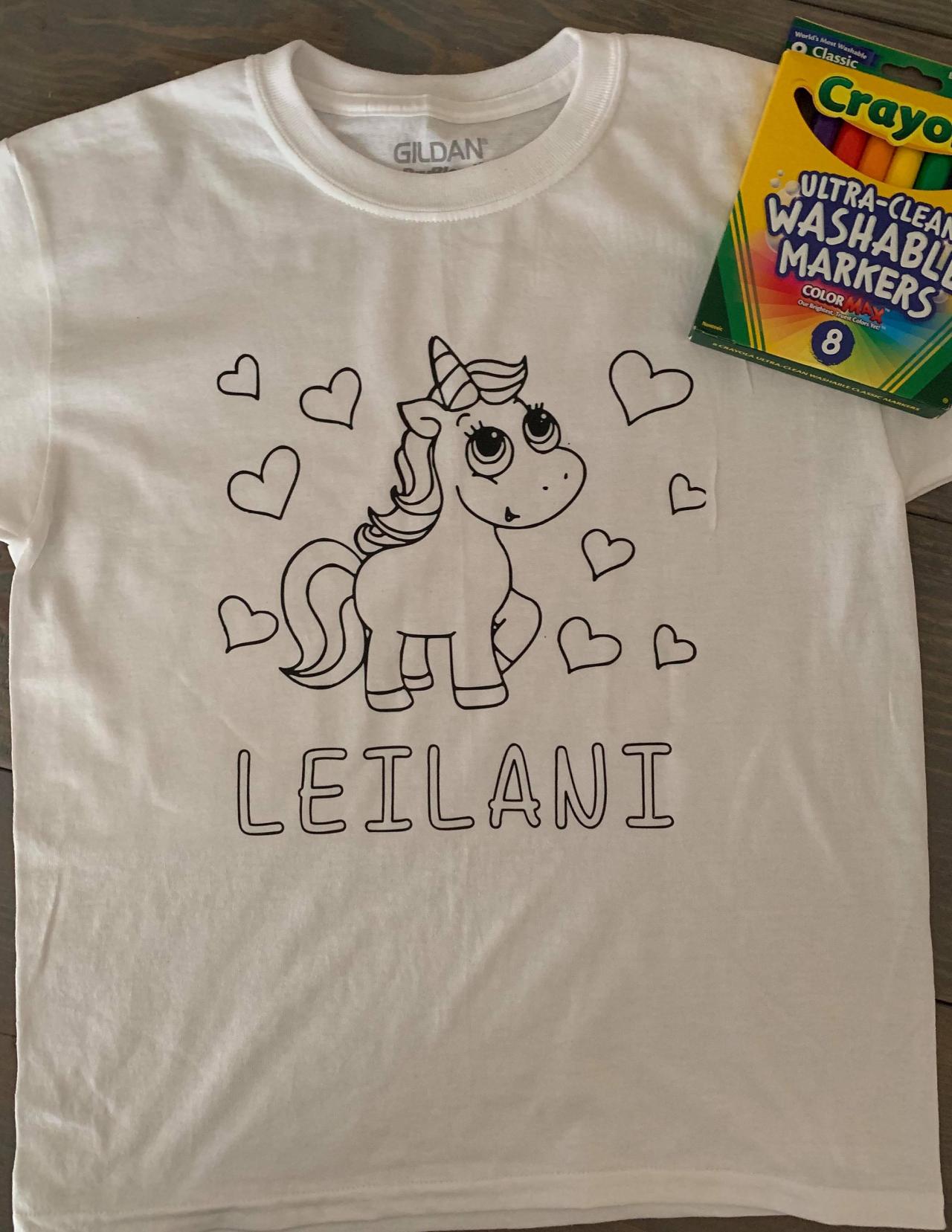 Color In Shirt For Kids. Kids Coloring Shirt. Children Easter Coloring Shirt. Easter Gift For Toddlers. Birthday Gift For Kids. Kids Gift
