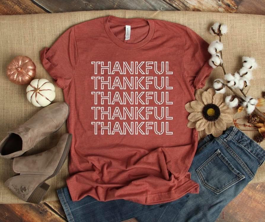 Thankful Shirt - Thanksgiving T-shirt- Fall Graphic Tees- Bella Canvas. Screen Print. Bella Canvas