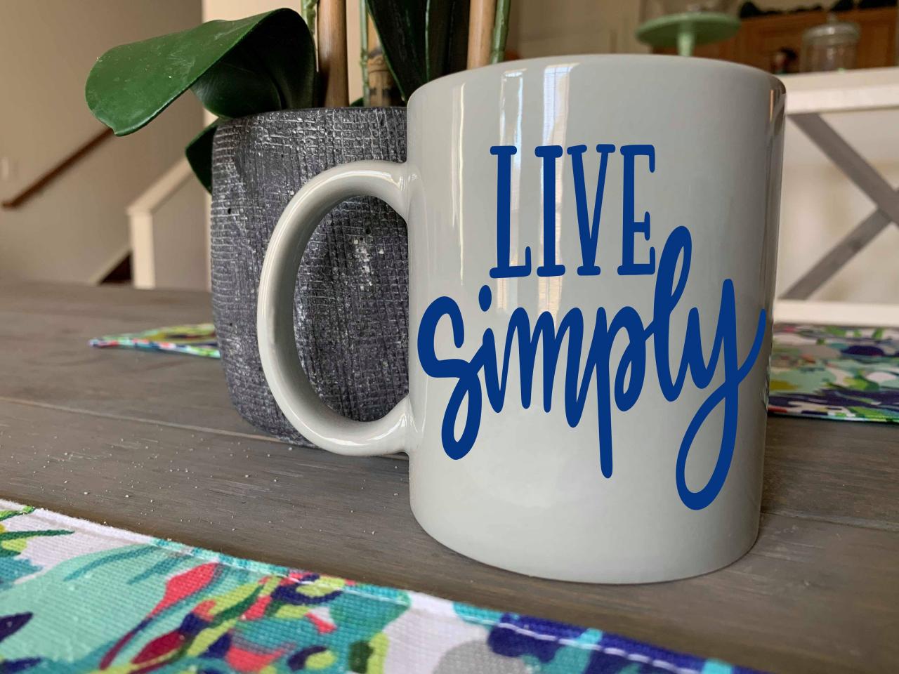 Live Simply. 11 Oz Ceramic Coffee/tea Mug. Choice Of Colors. Coffee Cup. Simplicity.