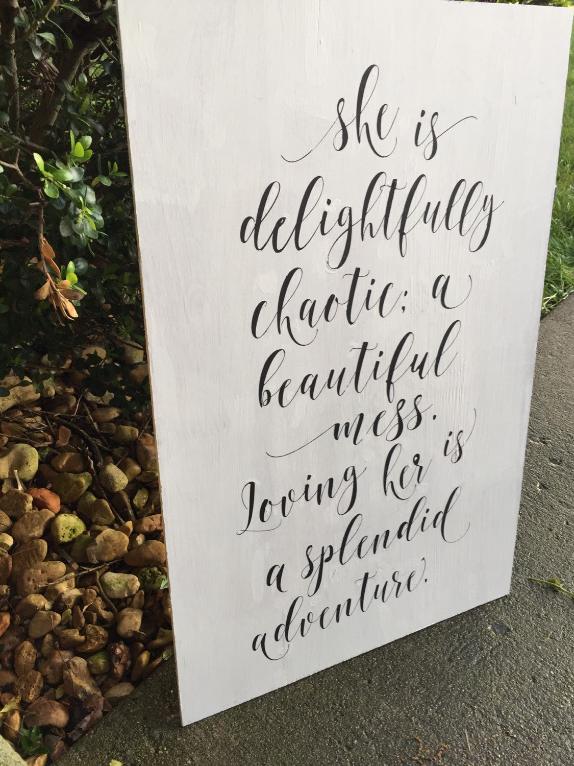 She Is Delightfully Chaotic; A Beautiful Mess. Loving Her Is A Splendid Adventure 17x26 Hand Painted Sign.