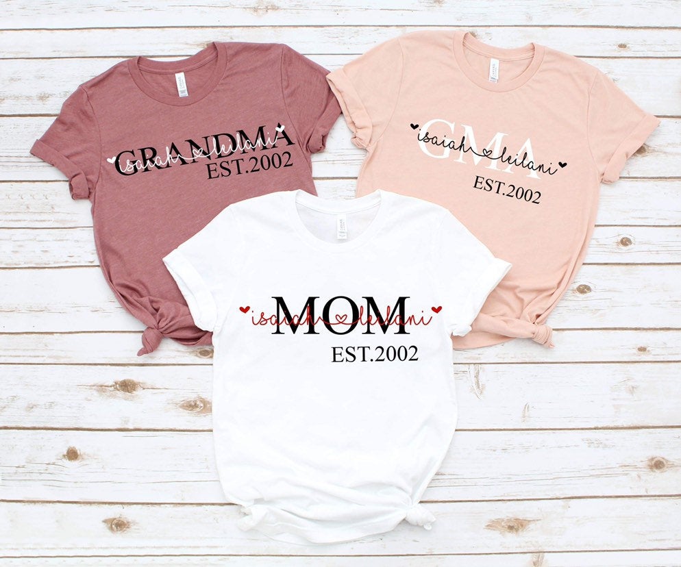 Custom Mom Established Shirt. Grandma Shirt. Ladies Tee. Mother s