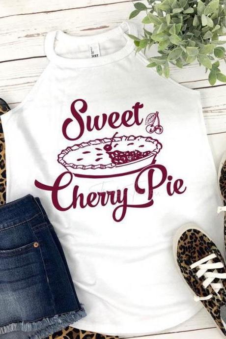 Sweet cherry pie.Independence Day.4th of July shirt.Red White and Blue. July4th.State fair. Free shipping. Bella Canvas. Rocker Tank.