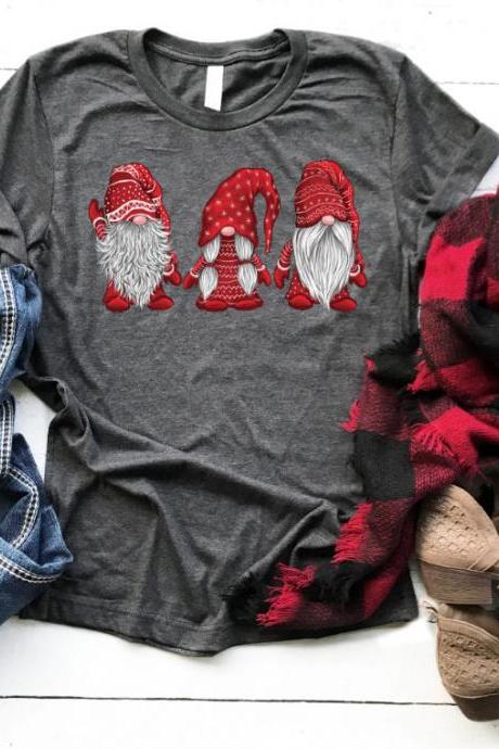 Gnomes Shirt.christmas Gnones. Holiday Shirt. Screen Print. Graphic Tees. Next Level. Bella Canvas.christmas Tee.