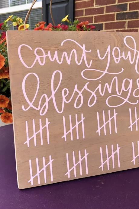 Count Your Blessings Hand Paintedwood Sign, 12x12, Farmhouse Blessings Sign, Farmhouse Decor, Blessings