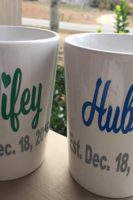 Wifey and hubby est coffee/tea mug set