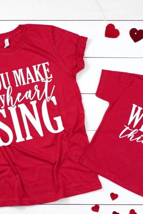 Wild Thing.you Make My Heart Sing. Mommy And Me Valentines Day Graphic Tees- Bella Canvas. Screen Print. Mommy And Me Valentines Day Tee
