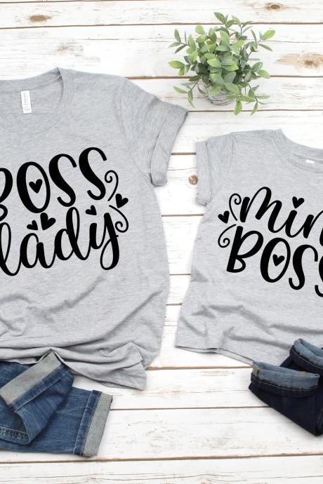 Boss Lady. Mini boss. Mommy and me set. Bella canvas tee. Matching set. New baby outfit.