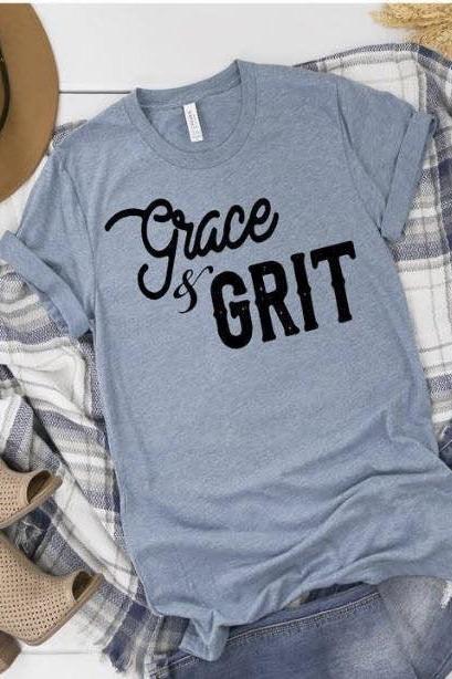 Grit &amp;amp; Grace Shirt. Country Girl Glam Shirt Courage L Trendy Mom Tee. Bella Canvas