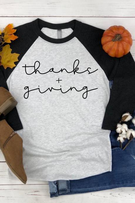Thanks and giving shirt. Thanksgiving tee. Raglan. Sublimation. Next Level.