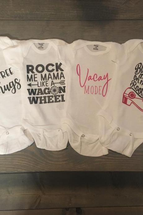 Infant. Toddler shirt combo gift set. Set of 6. Sweet southern sassy. Be a pineapple. Blame it on my roots. Vacay mode. Free hugs. Rock me.