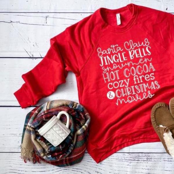 Christmas favorites shirt. Christmas List. Christmas shirt. Holiday Shirt. Favorite things. Screen Print. Graphic Tees. Bella Canvas.